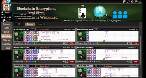 Baccarat blockchain tại sảnh AG gaming